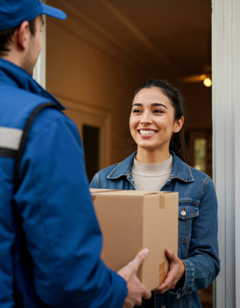 delivery-person-handing-package-smiling-woman-door